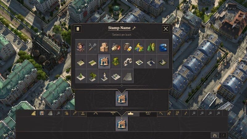 Accessing created stamps with the ability to rename and organize in folders.